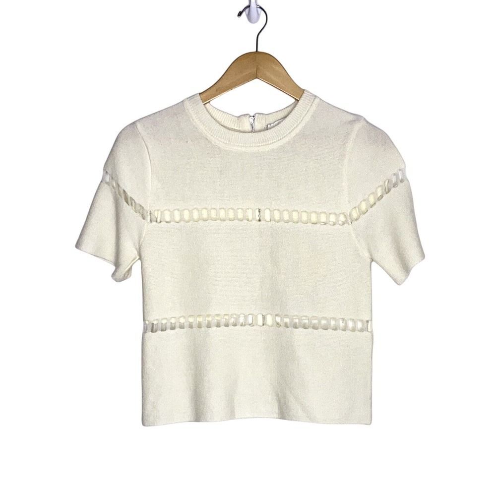 J.O.A Women's Off White Cutout Detail Sweater Top L !
